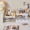 Household cosmetics storage box, desktop dressing table, compartment-organized makeup box, skin care products, lipstick, dust-proof storage rack details Picture